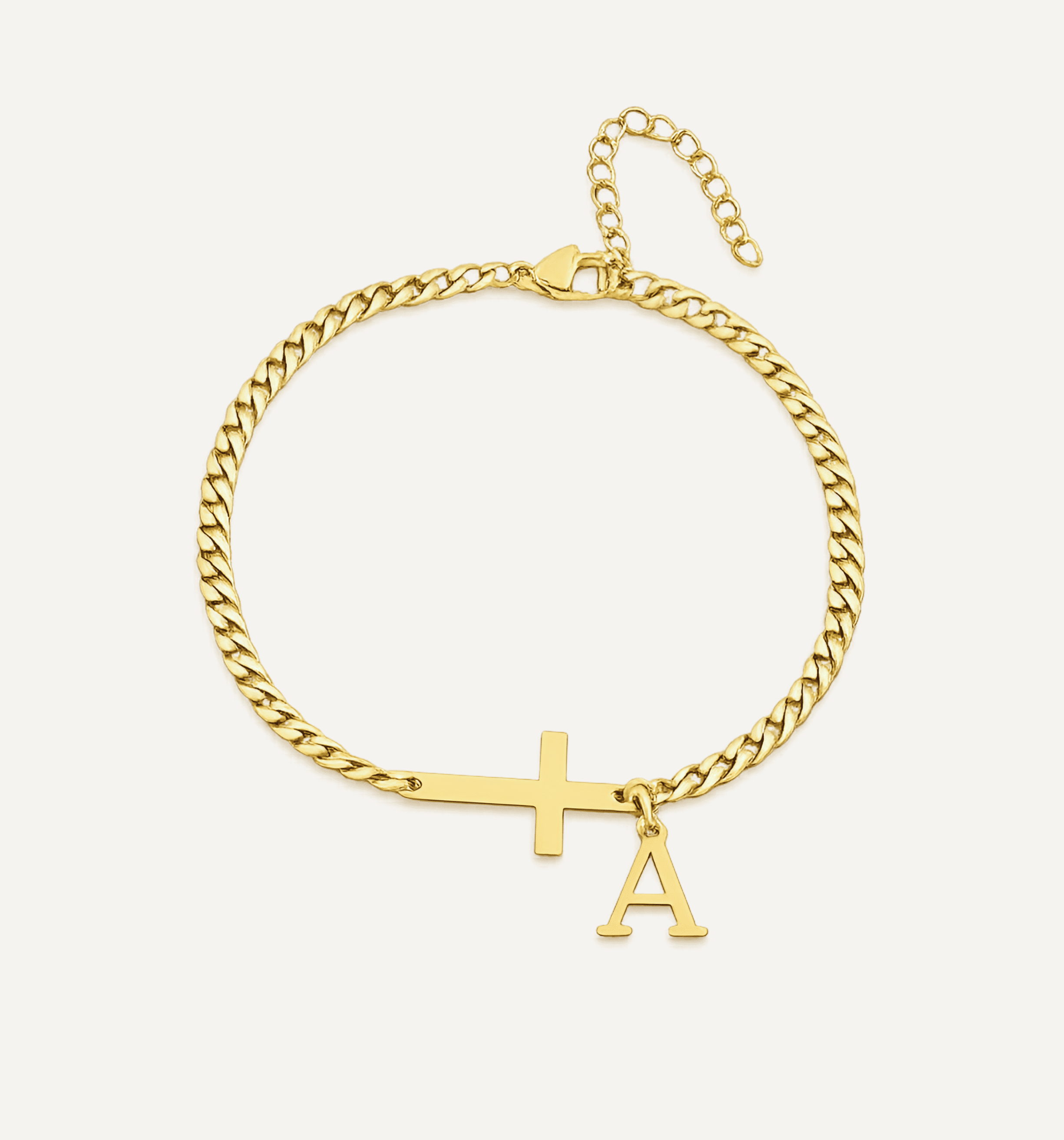 Cross with Initial Bracelet