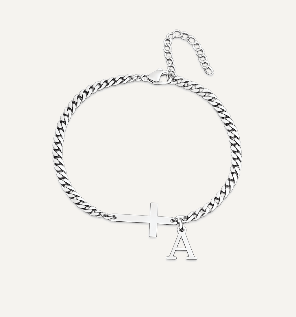 Cross with Initial Bracelet