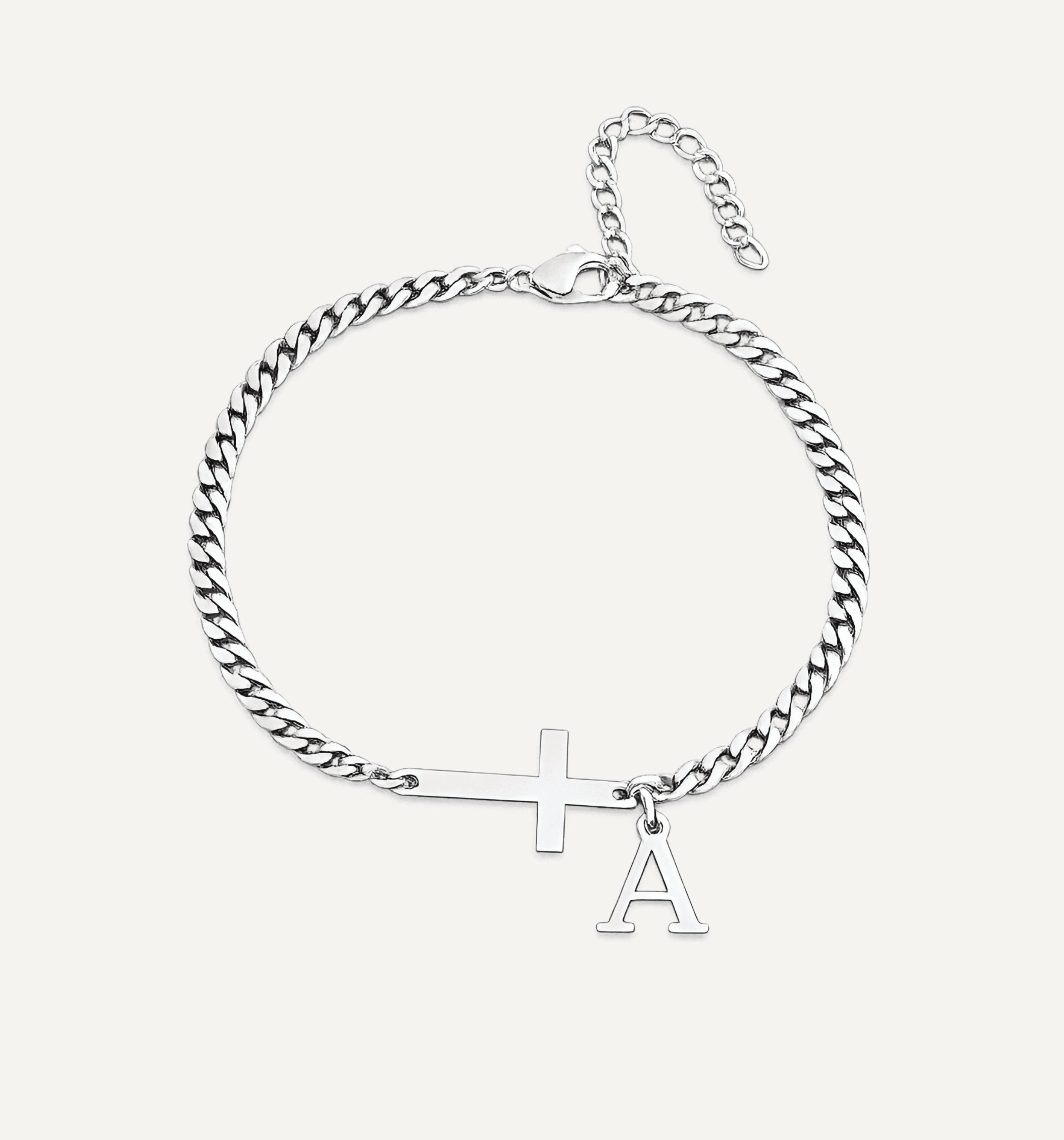 Cross with Initial Bracelet