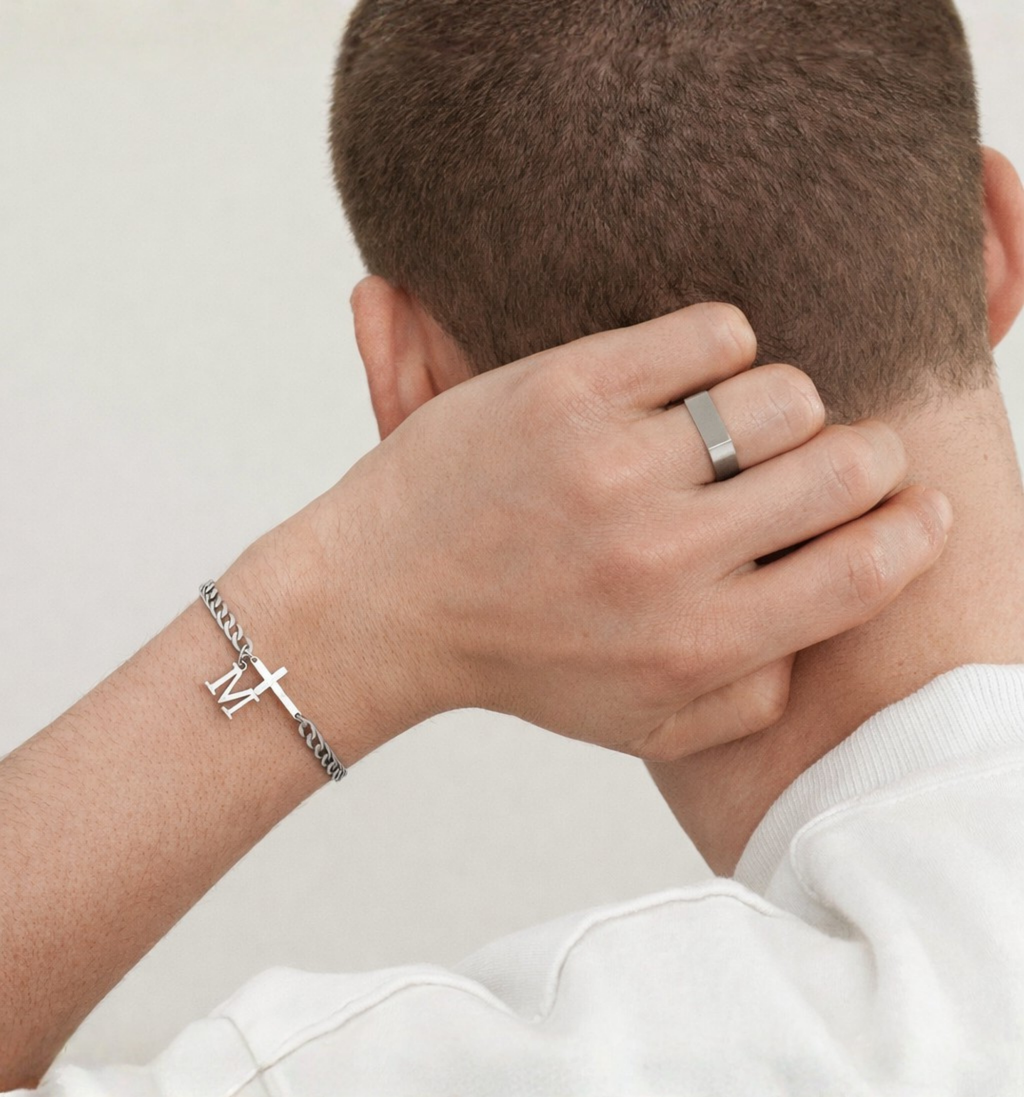 Cross with Initial Bracelet
