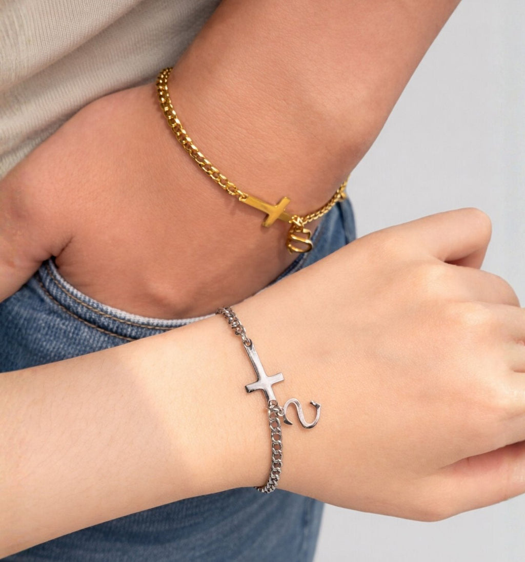 Cross with Initial Bracelet