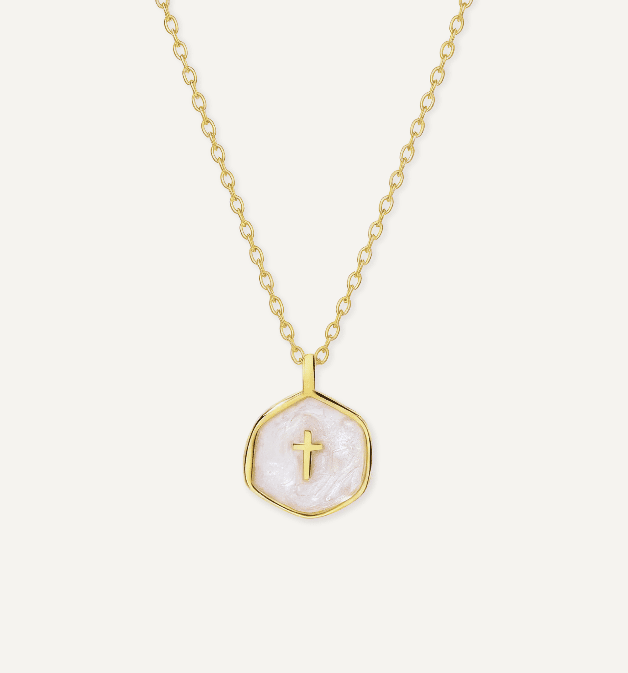 Mother-of-Pearl Cross Necklace