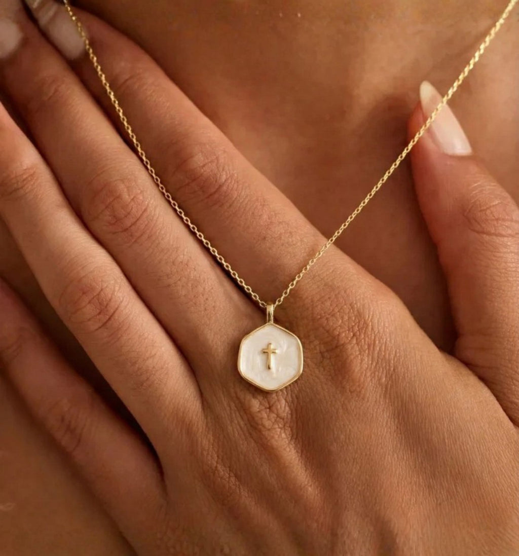 Mother-of-Pearl Cross Necklace