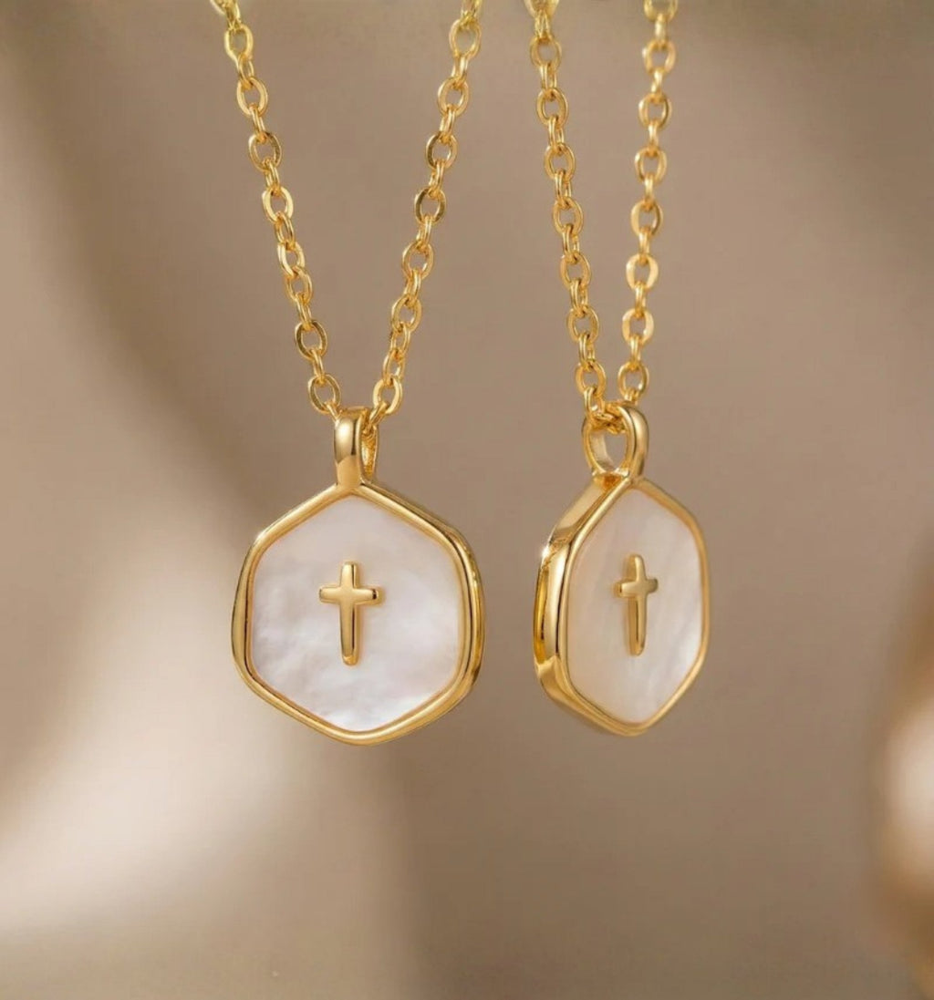 Mother-of-Pearl Cross Necklace