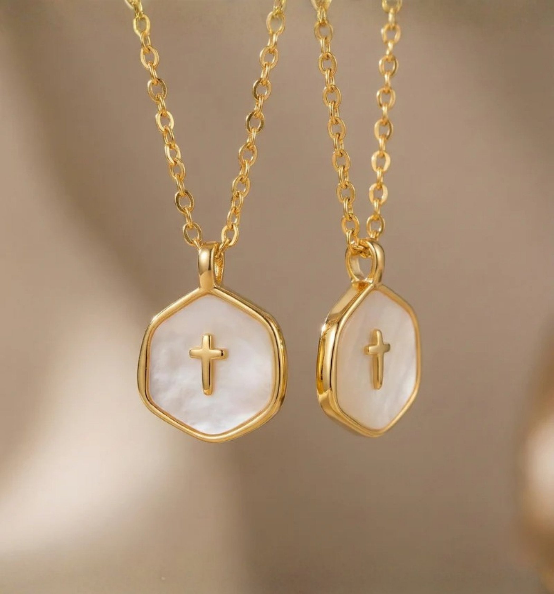 Mother-of-Pearl Cross Necklace