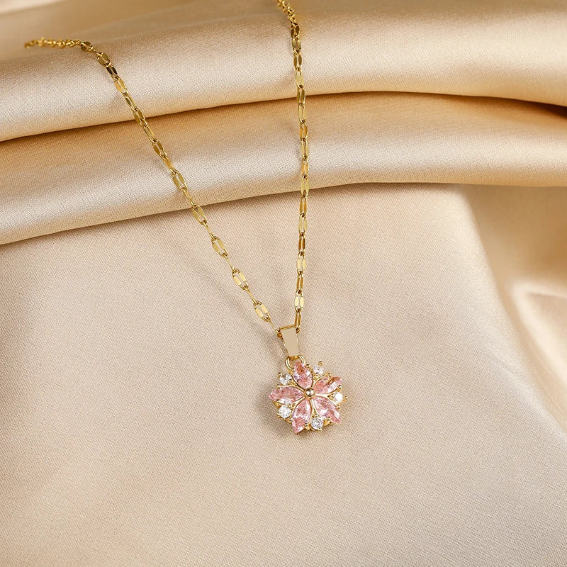 Collier Sakura Rose Romantique in Stainless Steel