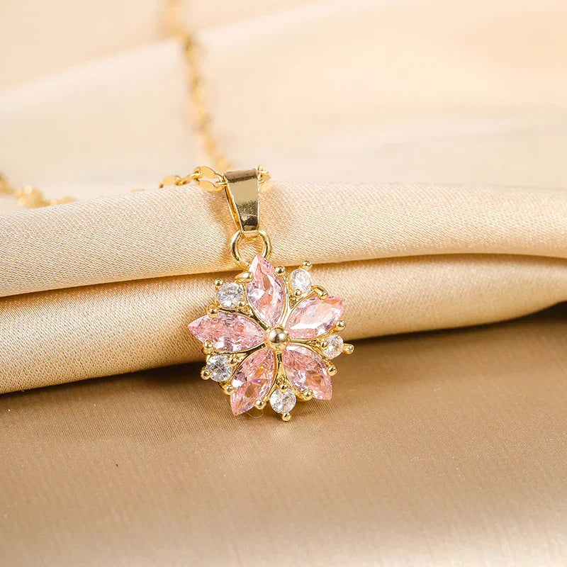 Collier Sakura Rose Romantique in Stainless Steel