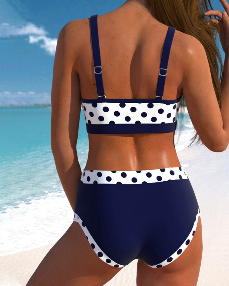 Patchwork bikini with high waist