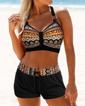 High-waisted bikinis with geometric print