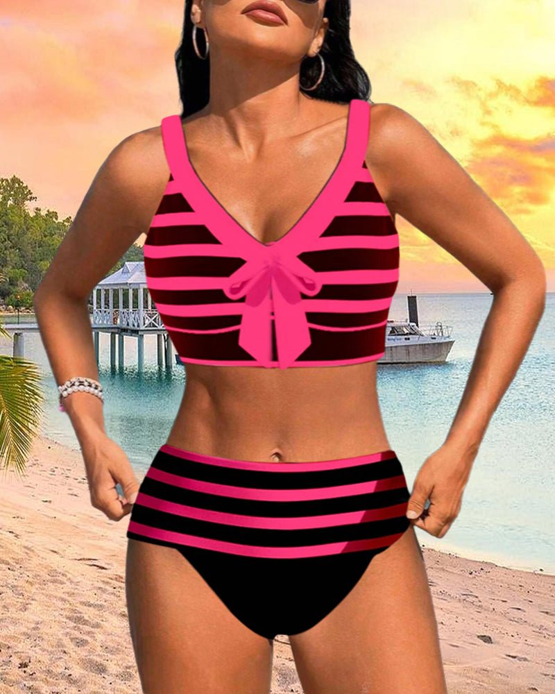 High-waisted bikinis with stripes