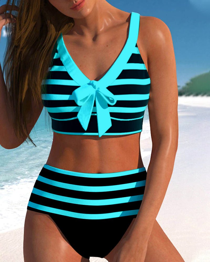 High-waisted bikinis with stripes