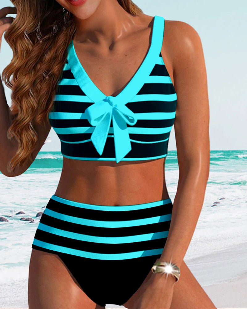 High-waisted bikinis with stripes