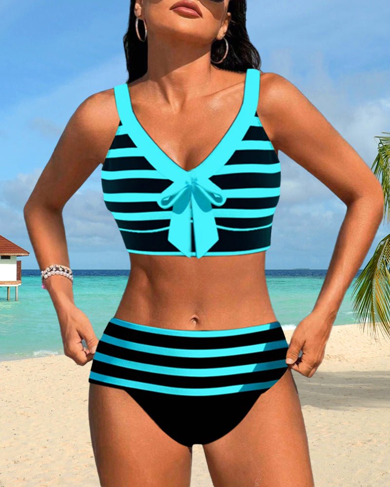 High-waisted bikinis with stripes