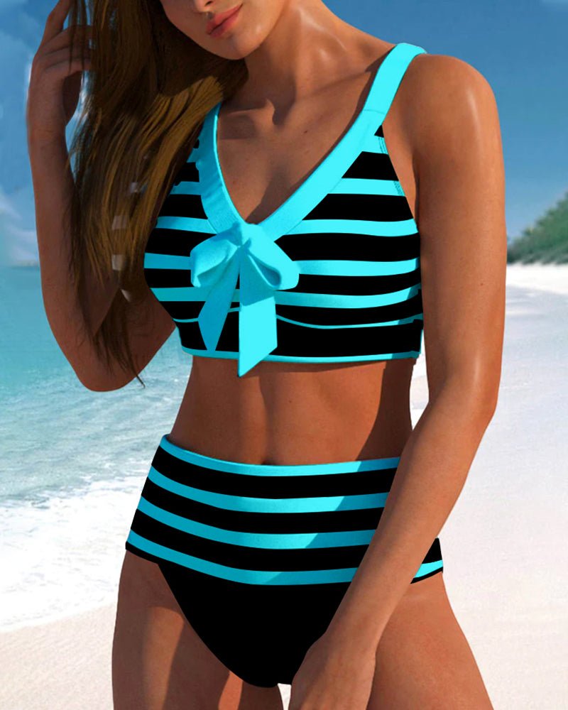 High-waisted bikinis with stripes