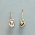 Heart-shaped earrings in silver and gold