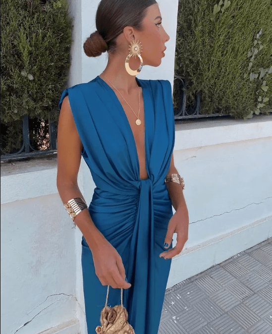 Isabelle - Party Dress with Deep V-Neck