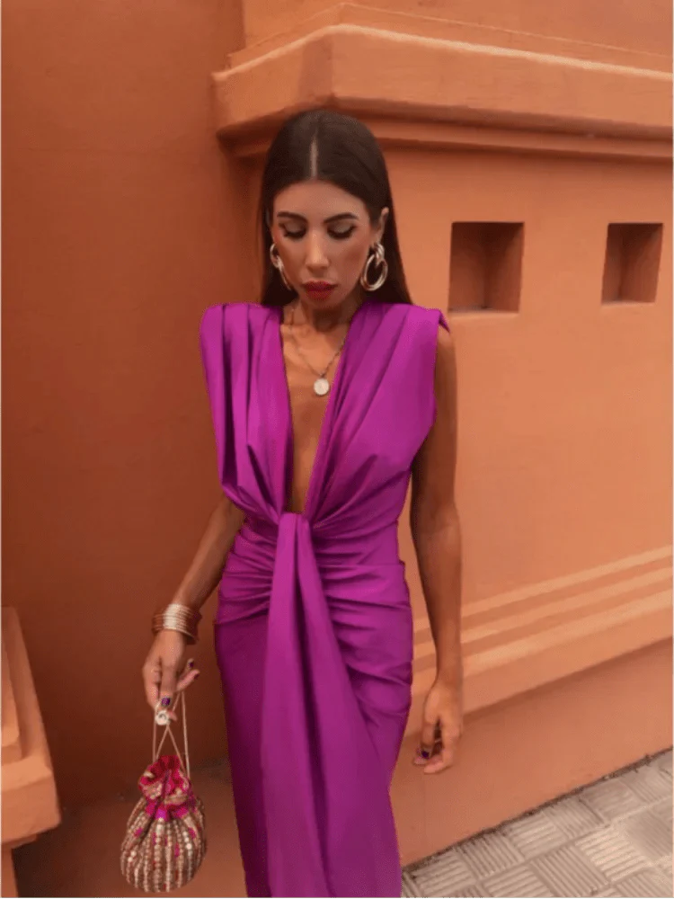 Isabelle - Party Dress with Deep V-Neck