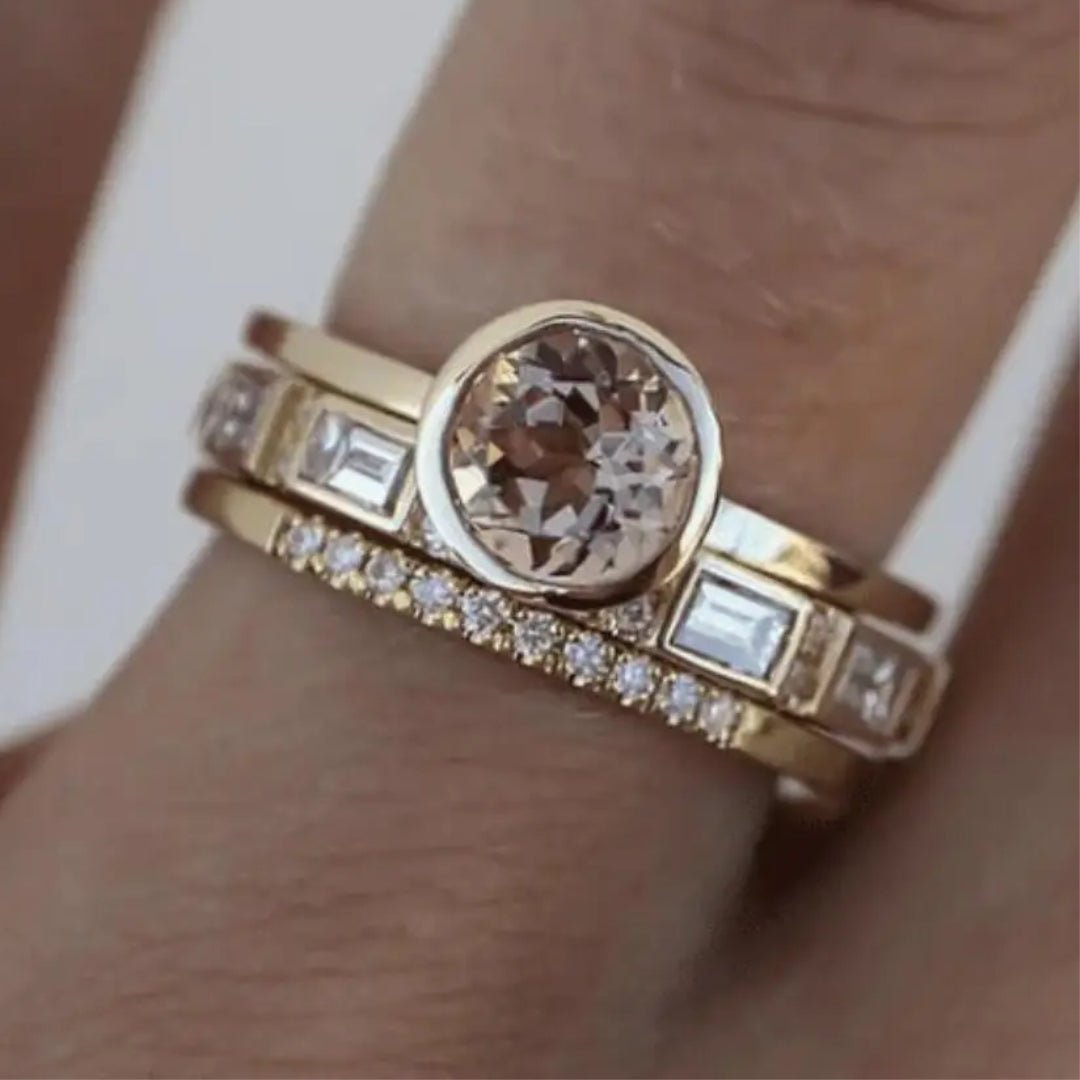 Crystal Ring in Vintage Gold