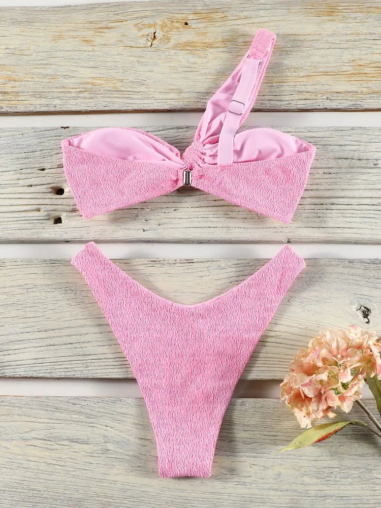 One Shoulder Bikini Set with Cover Up