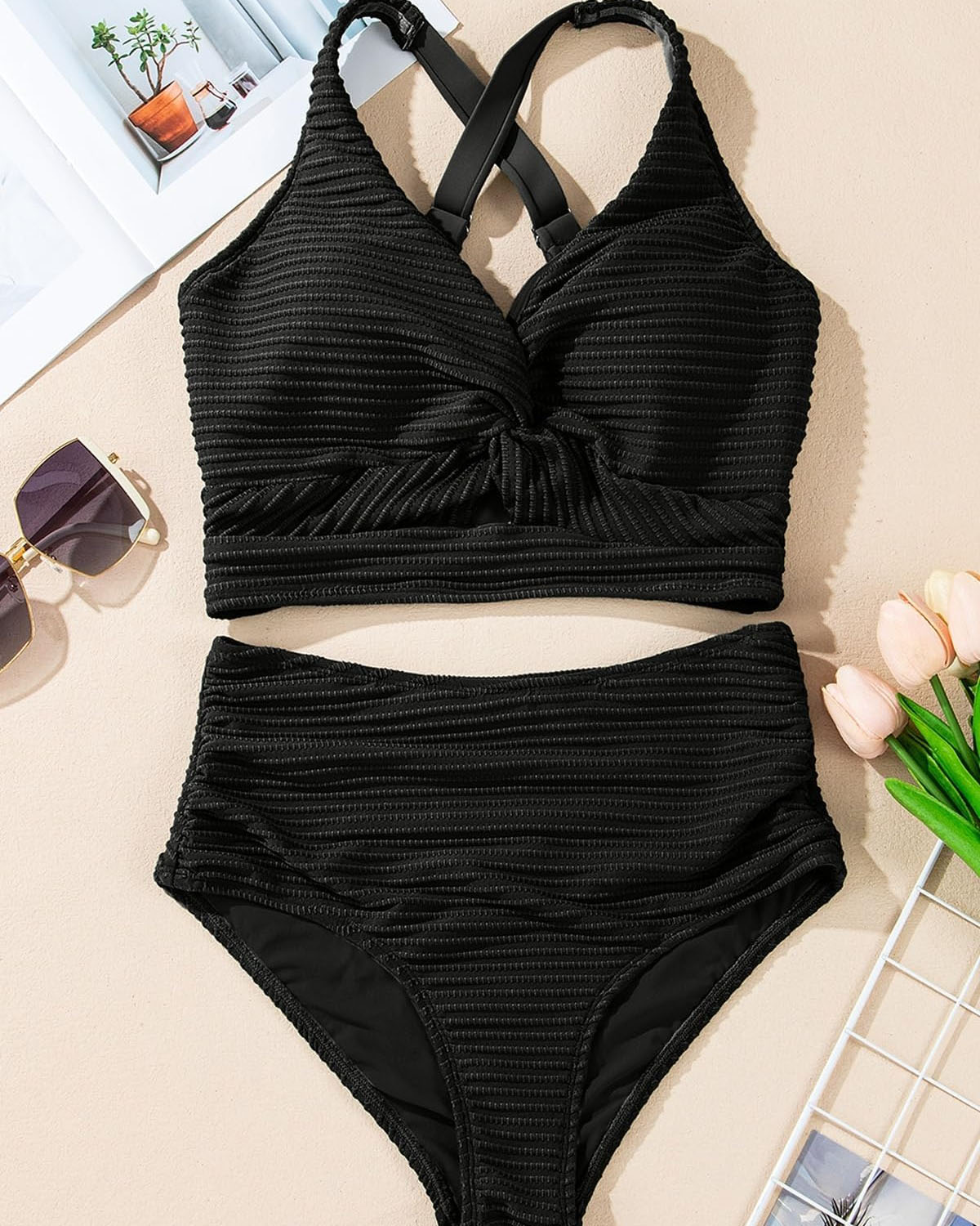 Ribbed Twist Bikini Set