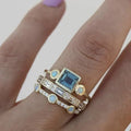 Ring with Blue Crystal in Vintage Style