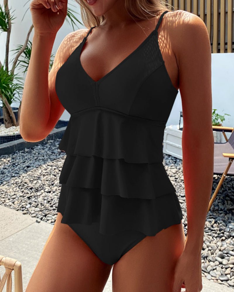 Versatile swimsuit with decorative ruffles